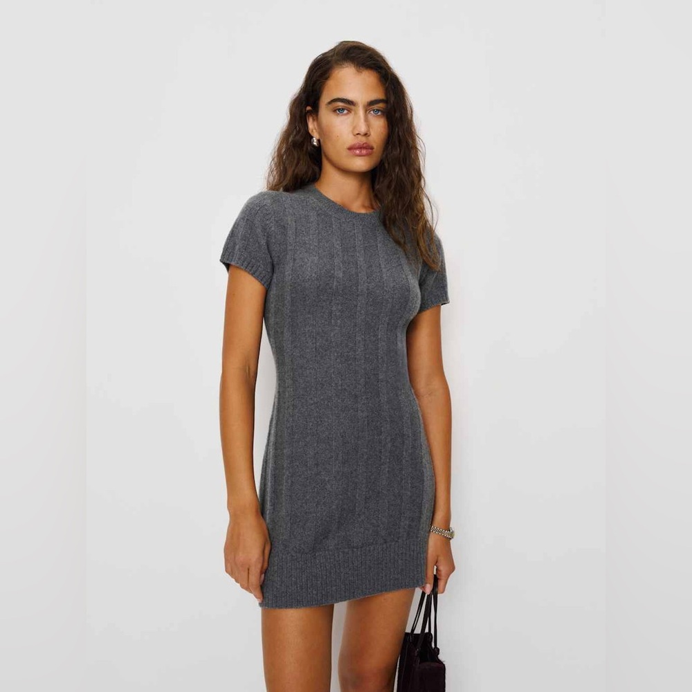 Reformation Sadie Cashmere Mini Dress Grey - Size S